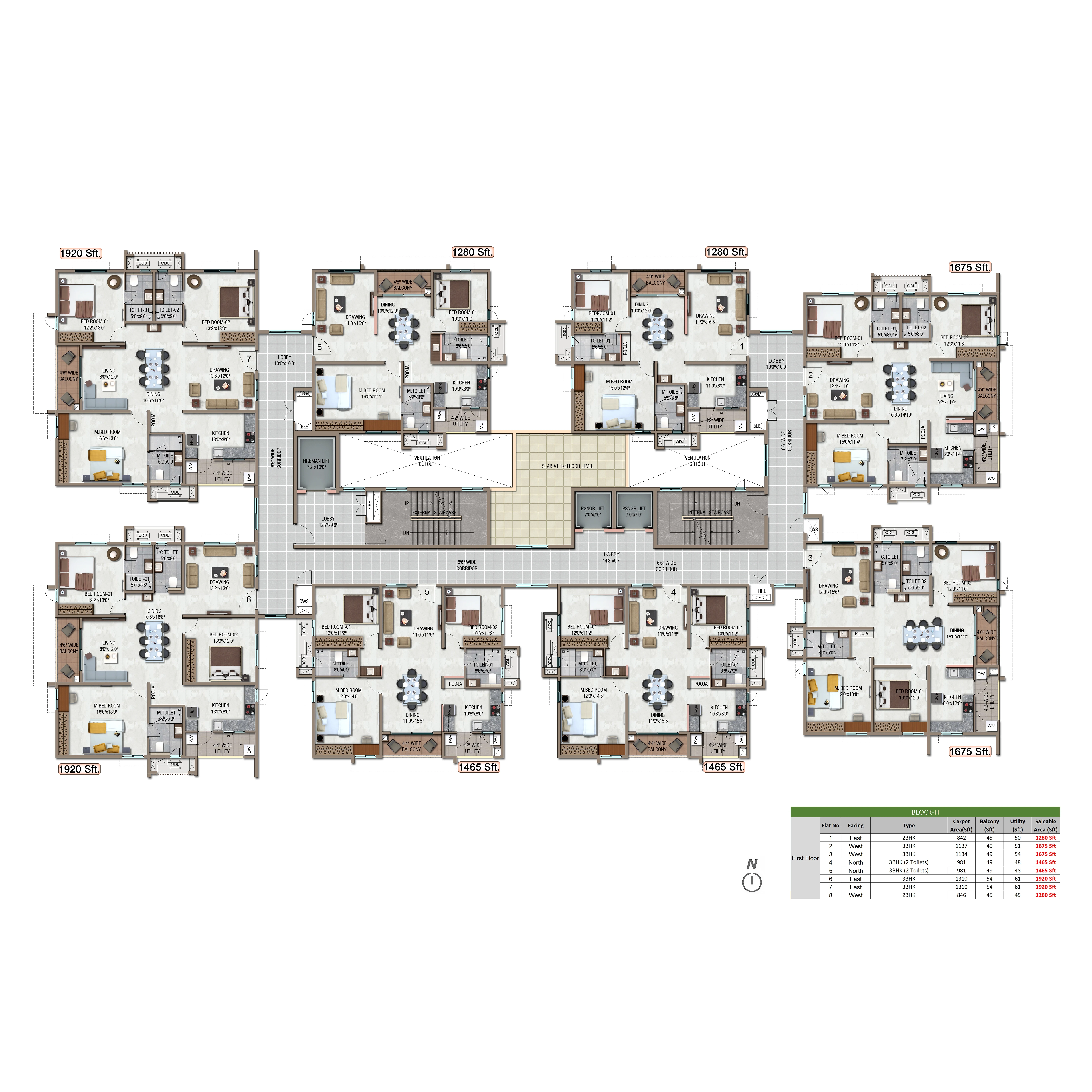 2 BHK floor plan