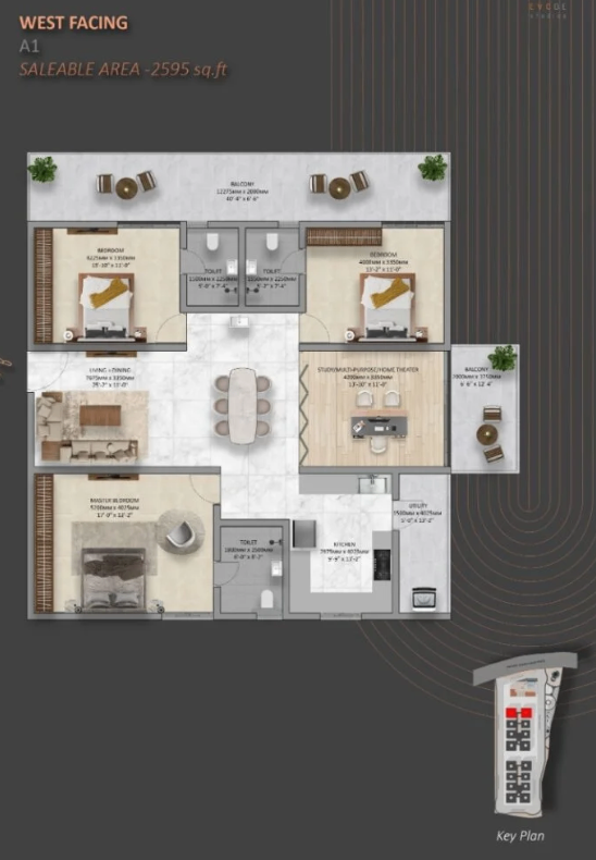 3 BHK floor plan