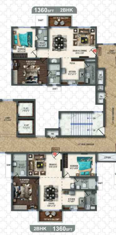 2 BHK floor plan