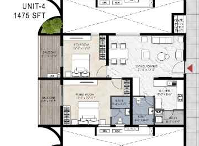 2 BHK floor plan